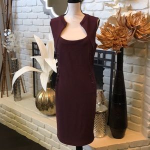 Bold elements wine colored dress with lace detail